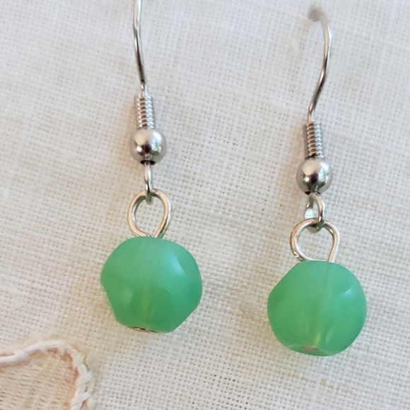 Mint Green Earrings, Minimalist, Small Earrings - Picture 2 of 5